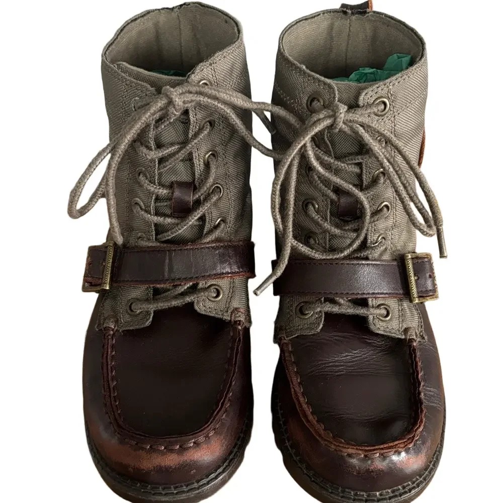 Polo Ralph Lauren Ranger Tumbler Youth Canvas and Leather Lace-Up Boots size 4